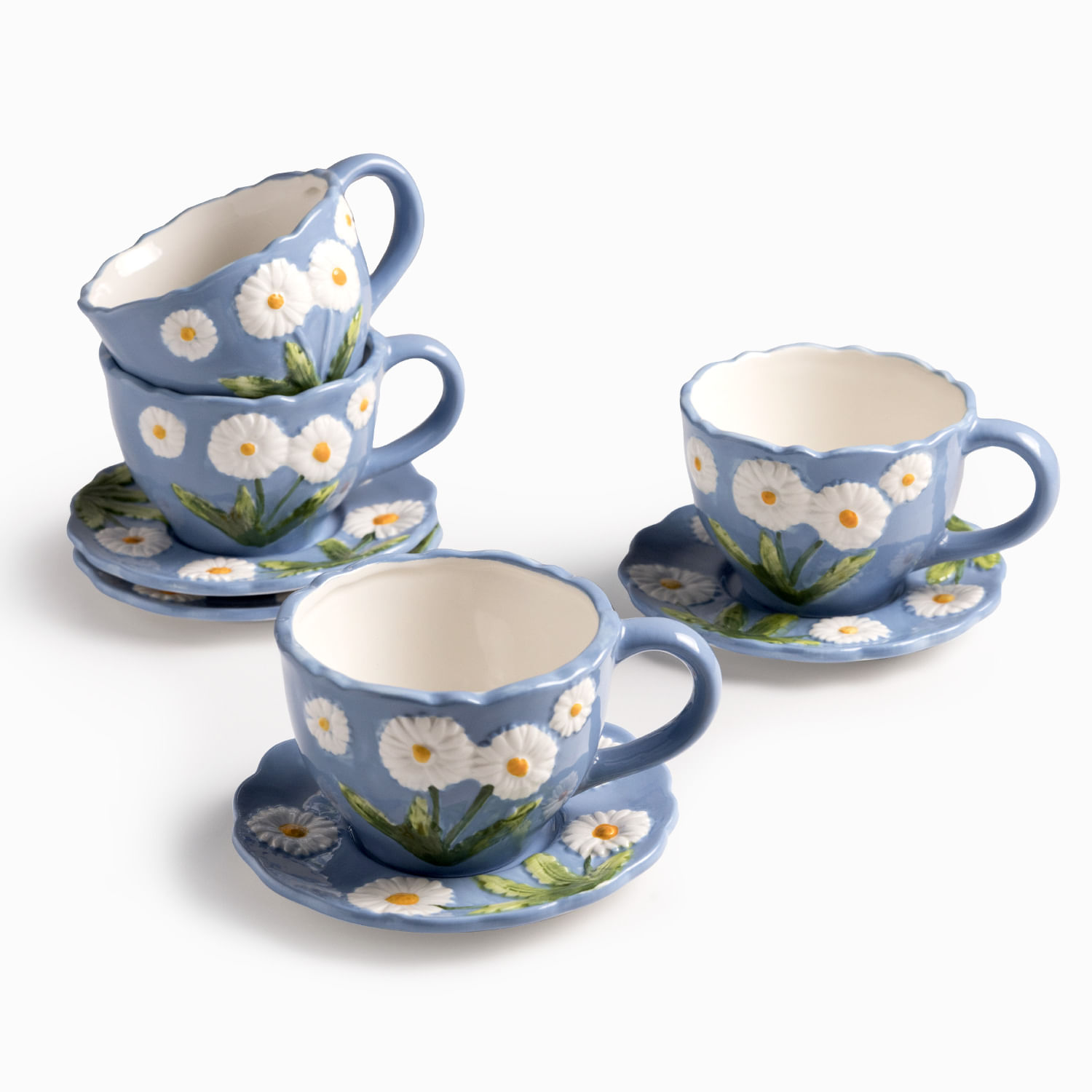 Pocillo y plato Margarita 350ml set x4 - Imagen 5