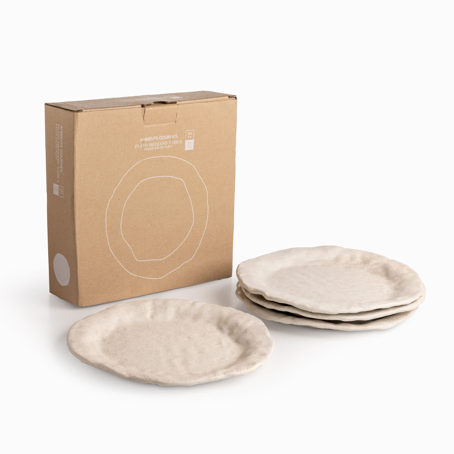 Plato mediano Nahua 21cm set x4 - Imagen 3