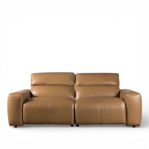 Sofá 2 puestos reclinable Leo cuero miel