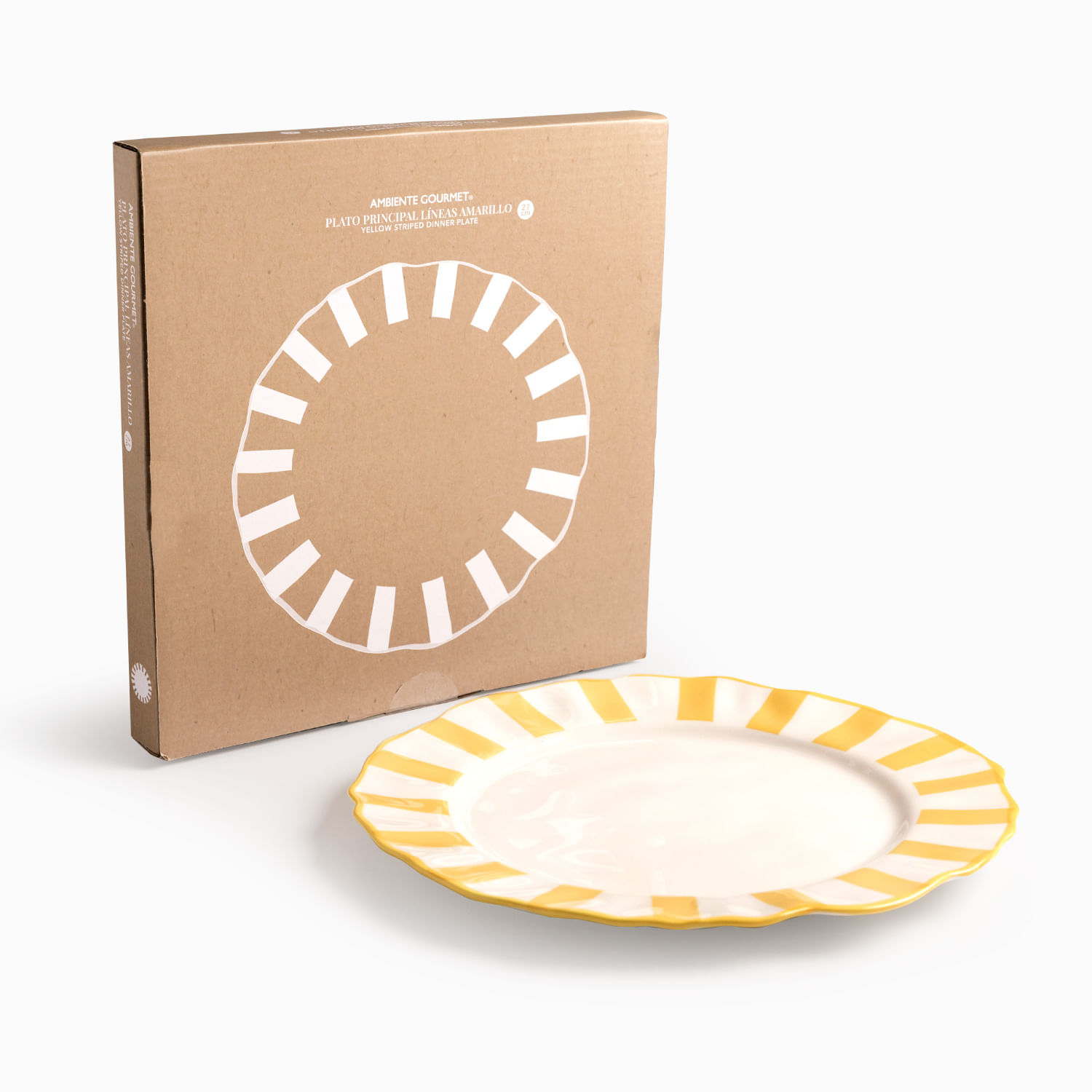 Plato principal líneas amarillo 27cm - Imagen 3