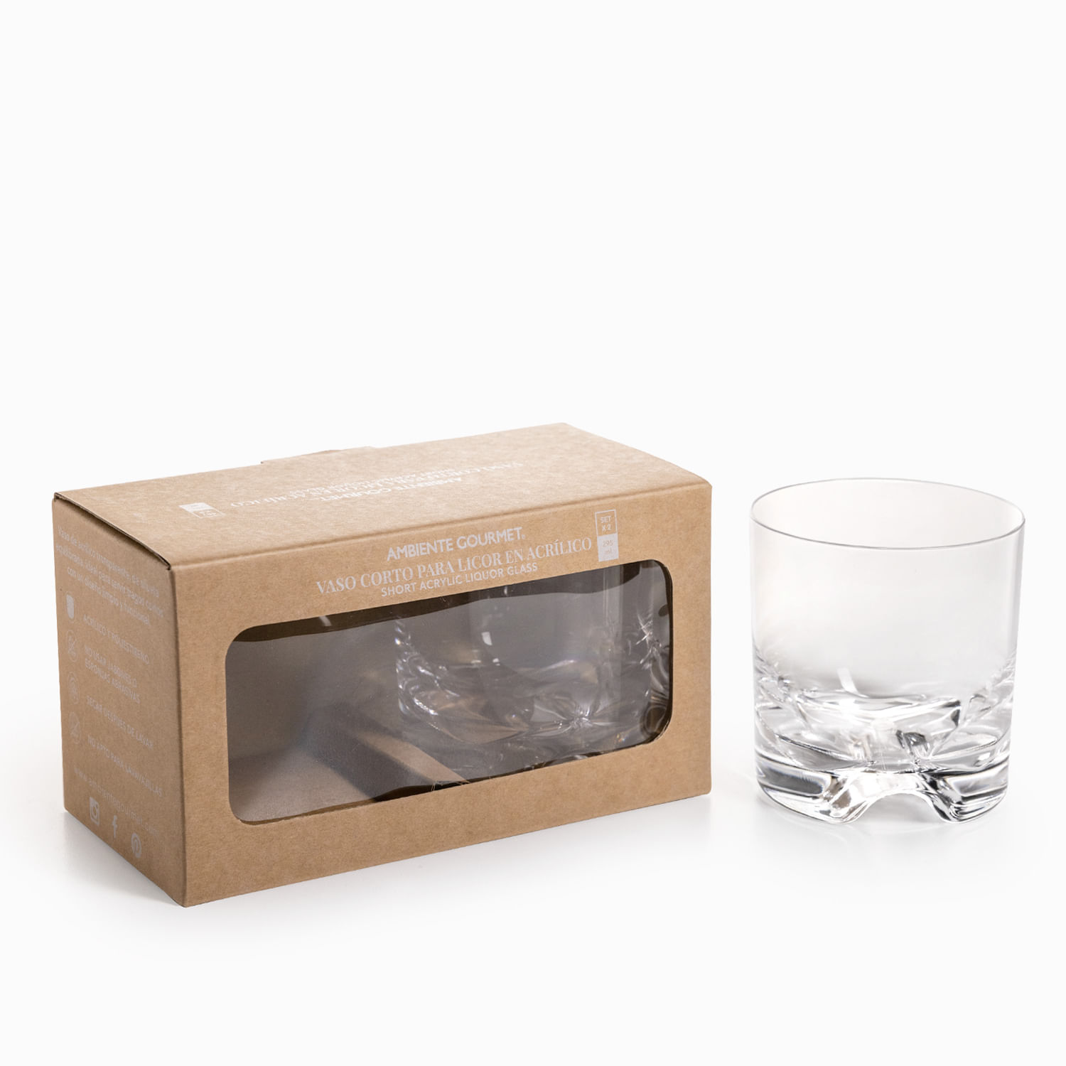 Vaso corto licor en acrílico 295ml set x2 - Imagen 4