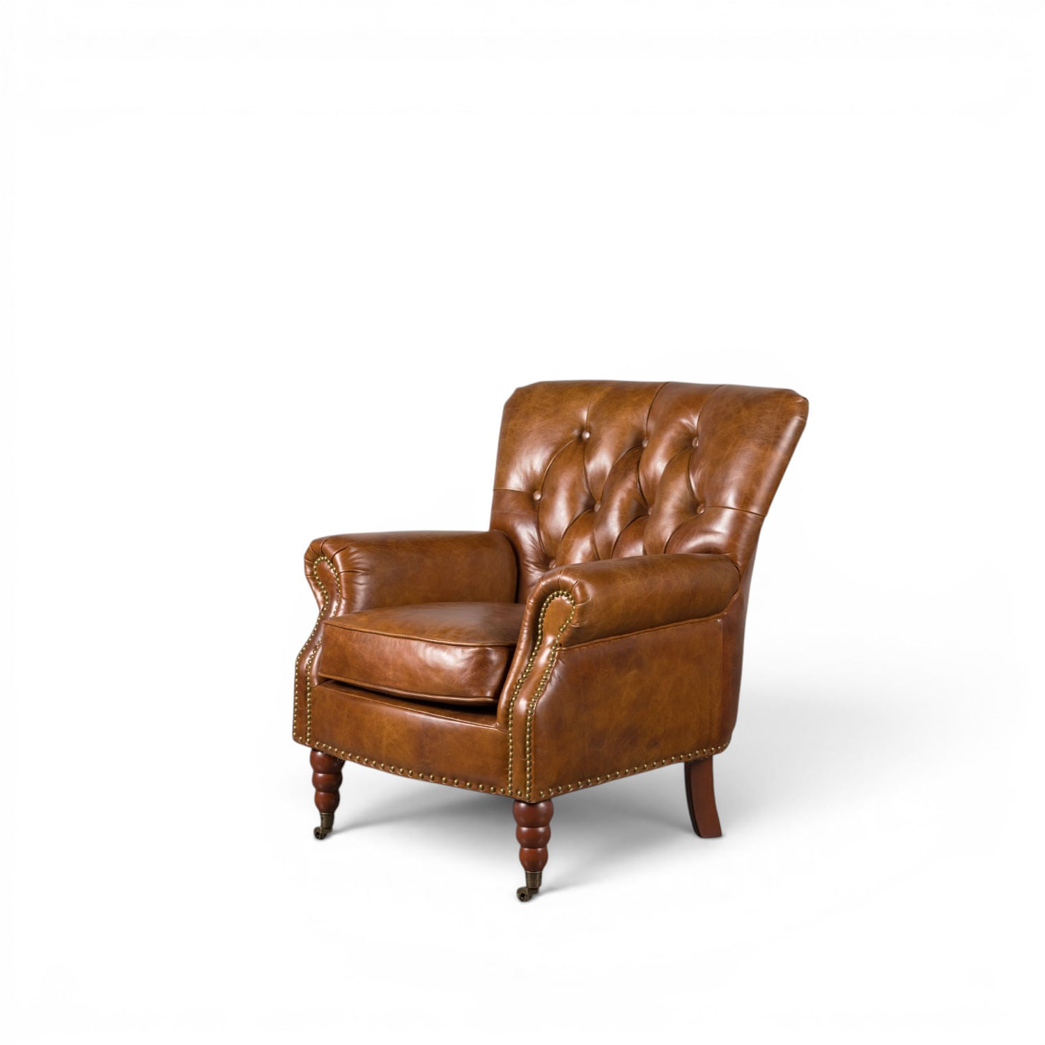 Silla cuero capitoneada miel