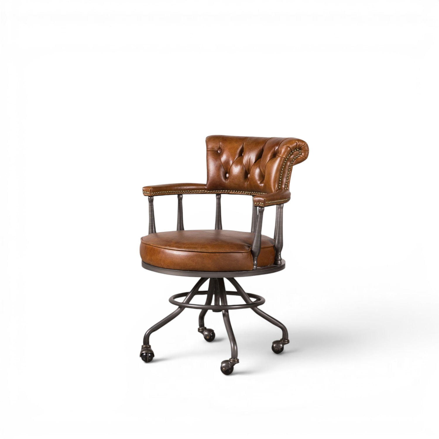Silla cuero escritorio miel 84x58x68 - Imagen 4