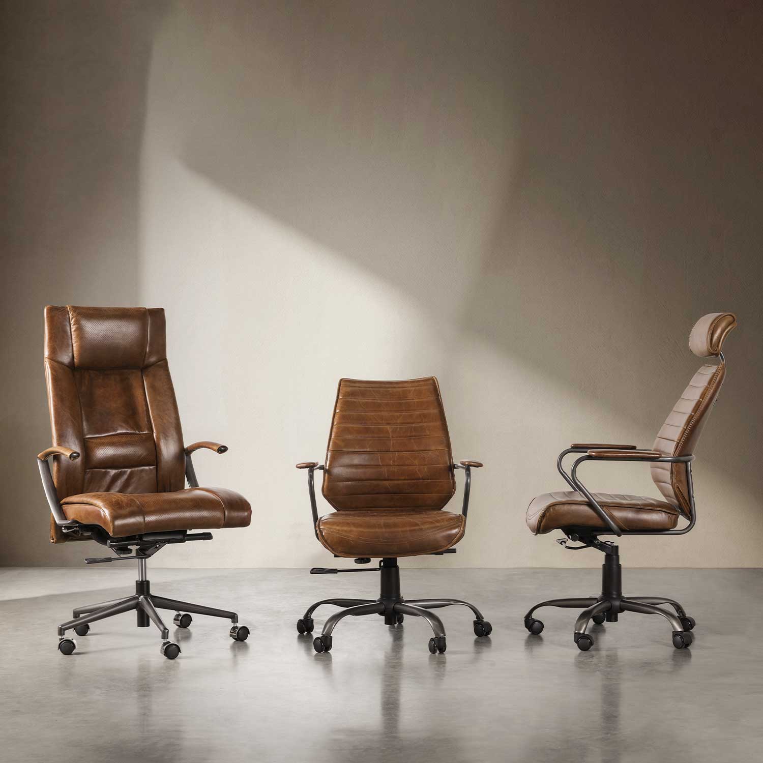 Silla cuero escritorio miel 100x65x67 - Imagen 2