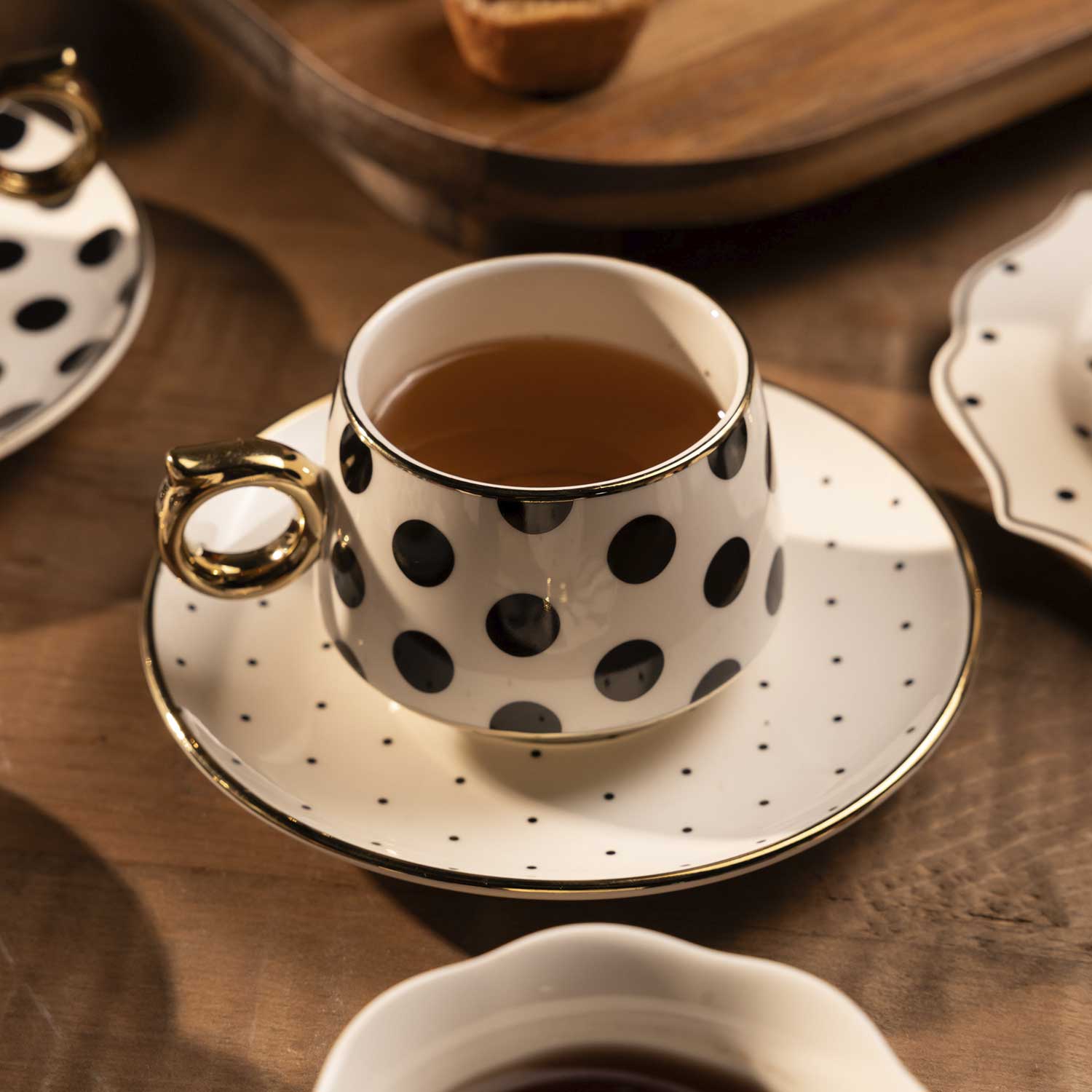 Pocillo y plato contraste Dots 210ml 8 piezas - Imagen 6