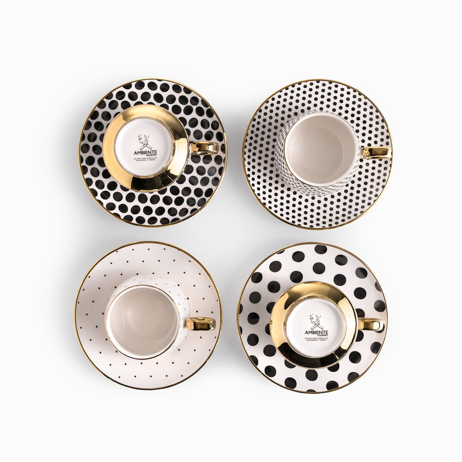 Pocillo y plato contraste Dots 210ml 8 piezas - Imagen 5