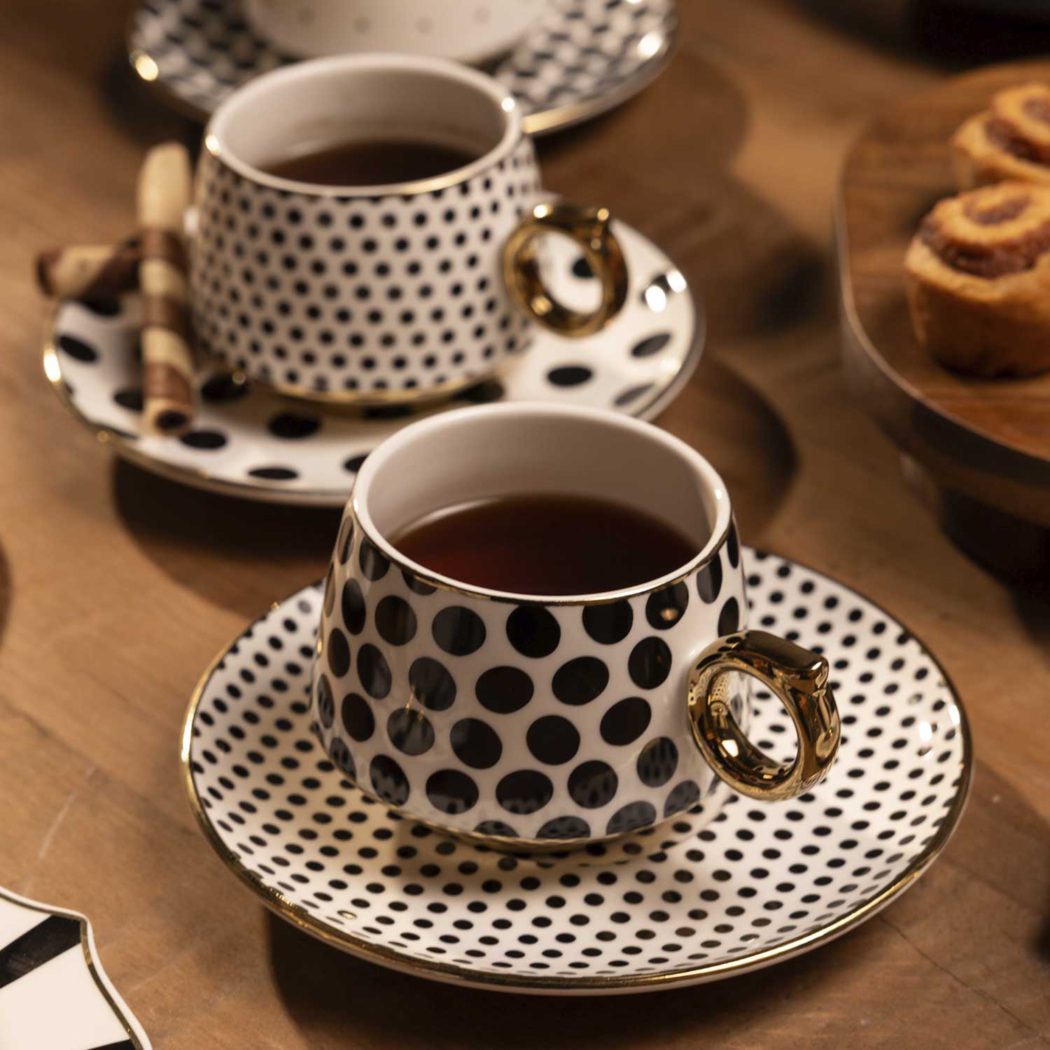 Pocillo y plato contraste Dots 210ml 8 piezas - Imagen 7