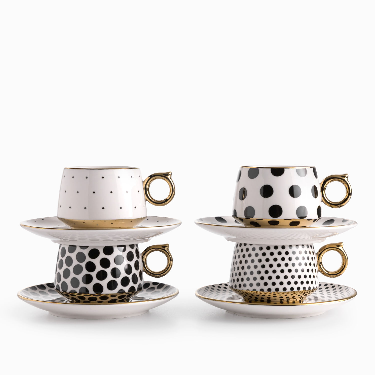Pocillo y plato contraste Dots 210ml 8 piezas - Imagen 8