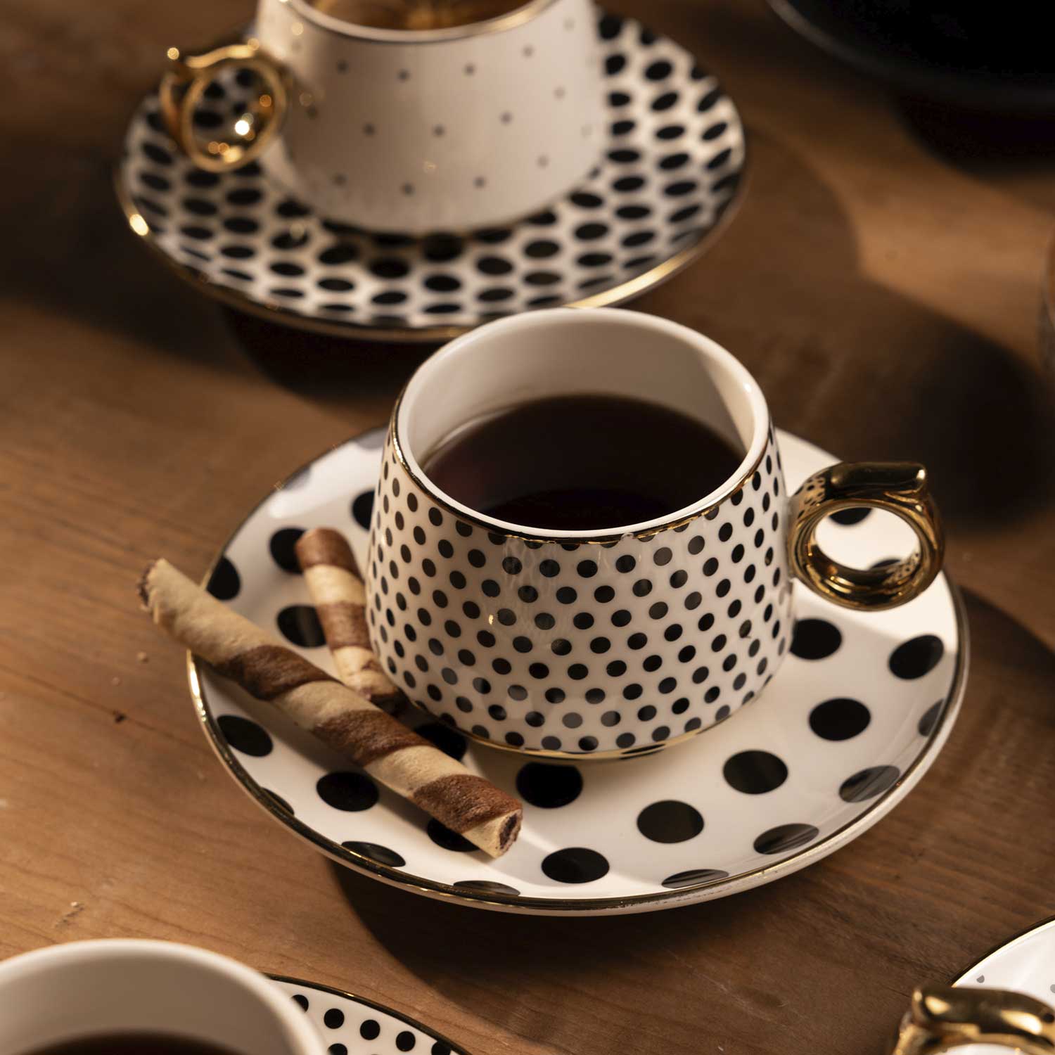 Pocillo y plato contraste Dots 210ml 8 piezas - Imagen 4