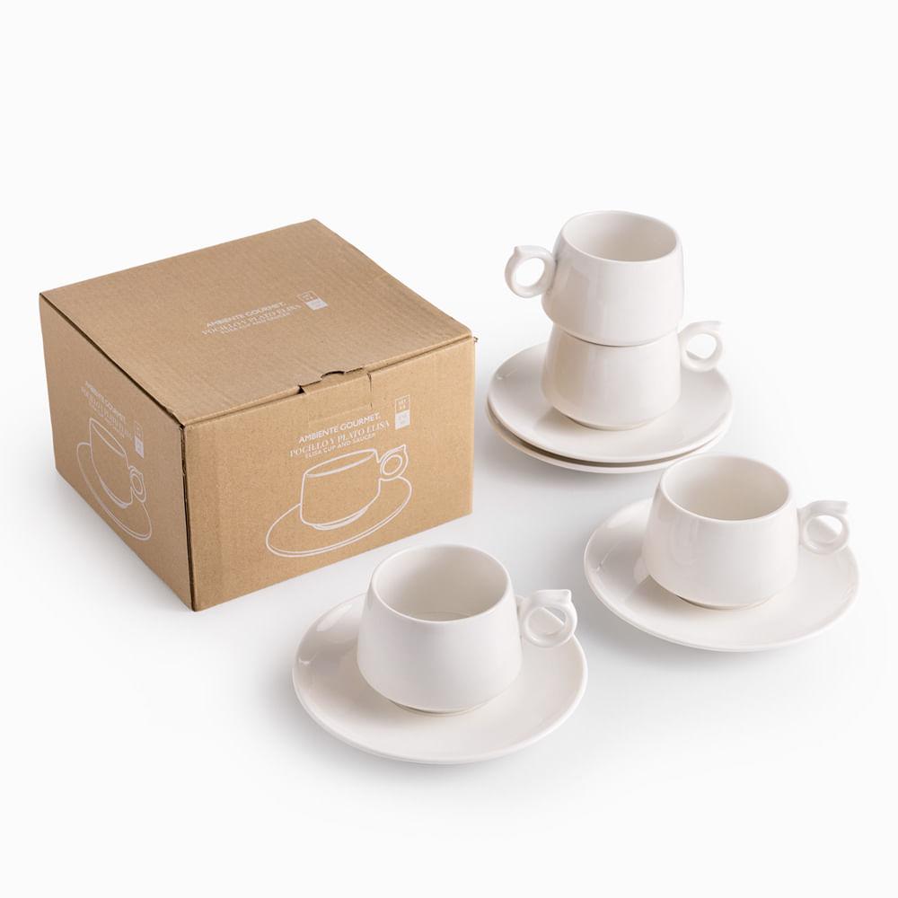Pocillo y plato Elisa 210ml 8 piezas - Imagen 5
