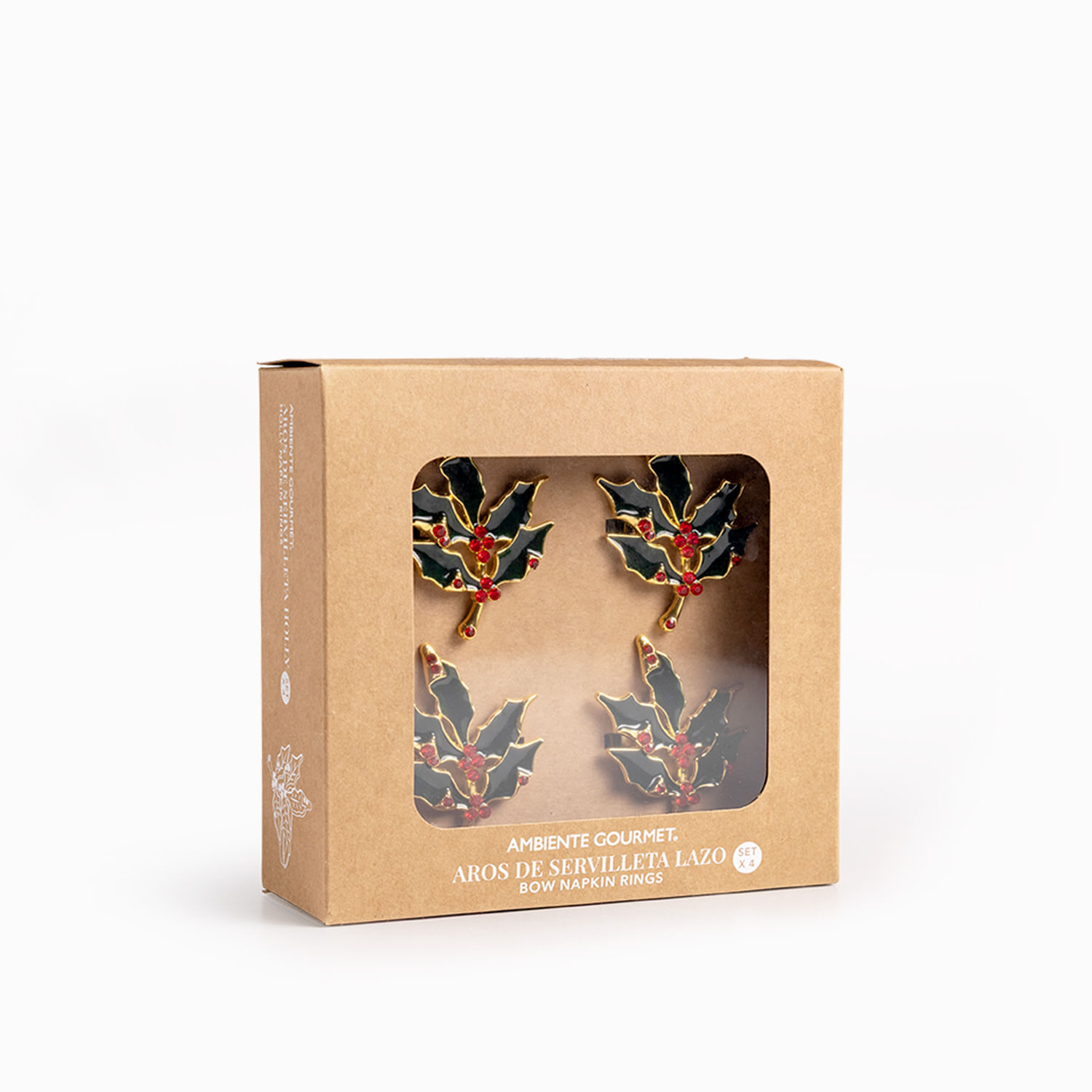 Aro de servilleta Holly set x4 - Imagen 4