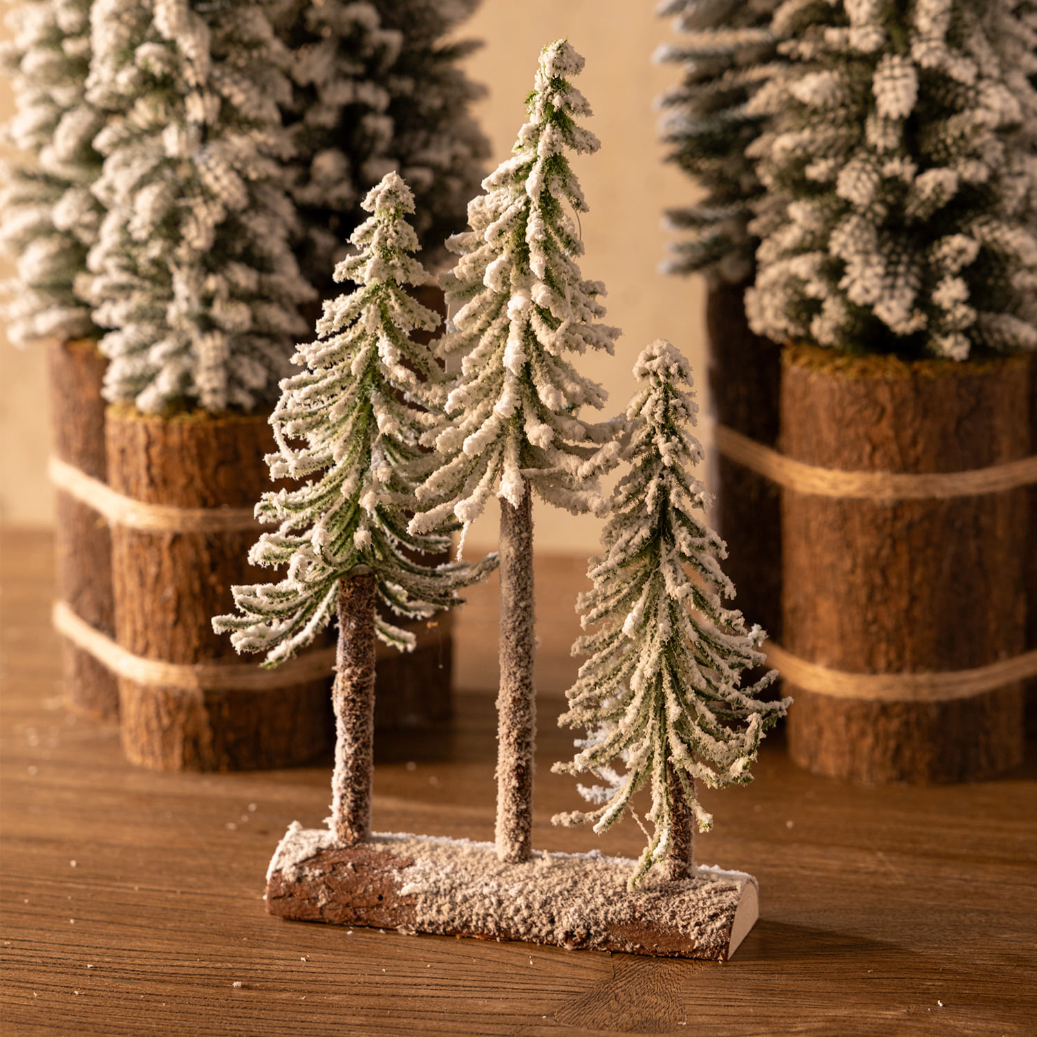 Set x3 pinos base tronco 30x18cm - Imagen 2