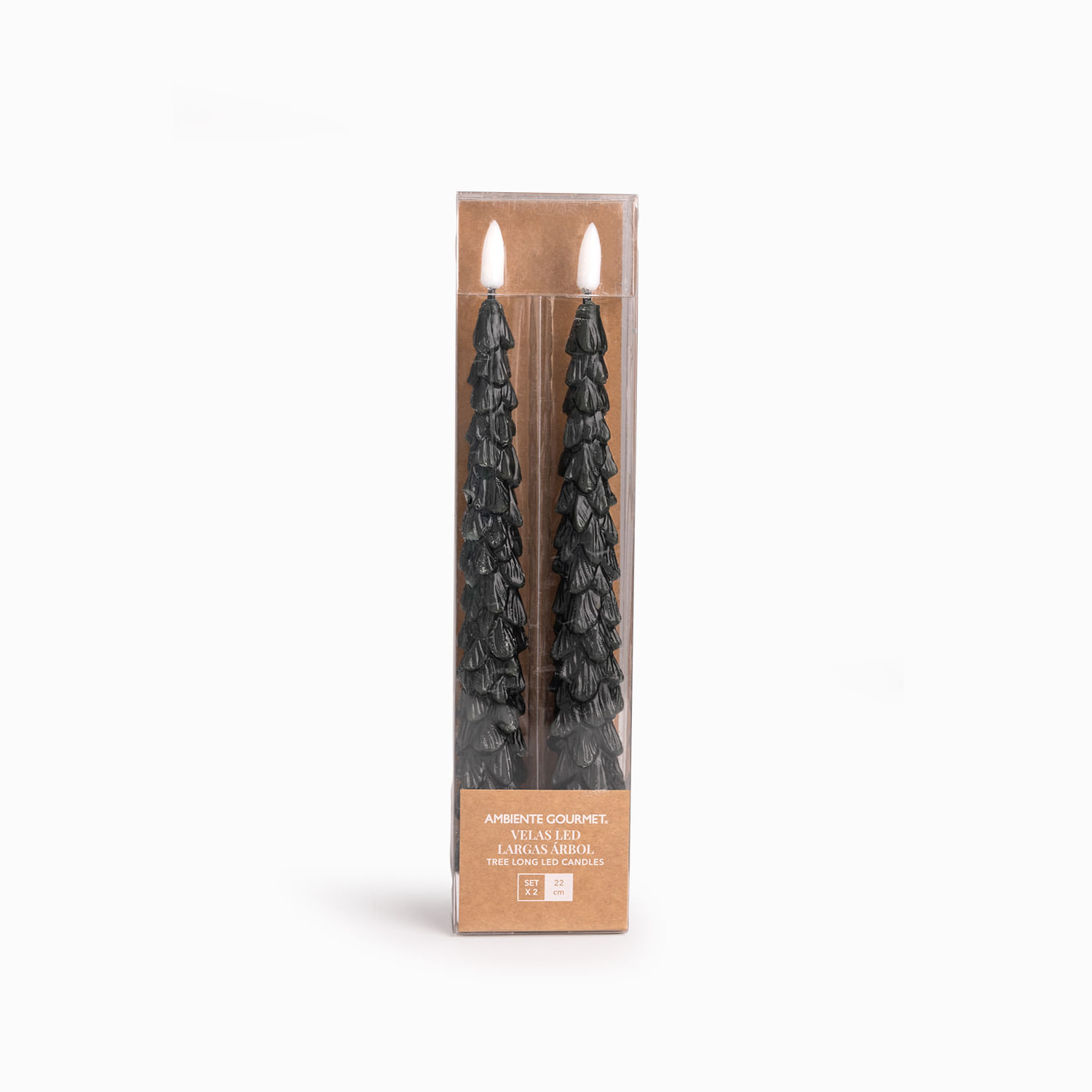 Velas led largas árbol 22cm set x2 - Imagen 2