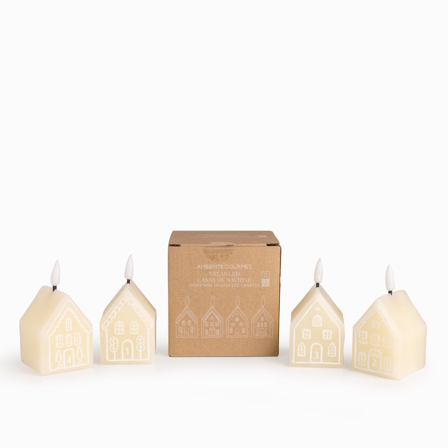 Velas led casas navidad set x4 - Imagen 3