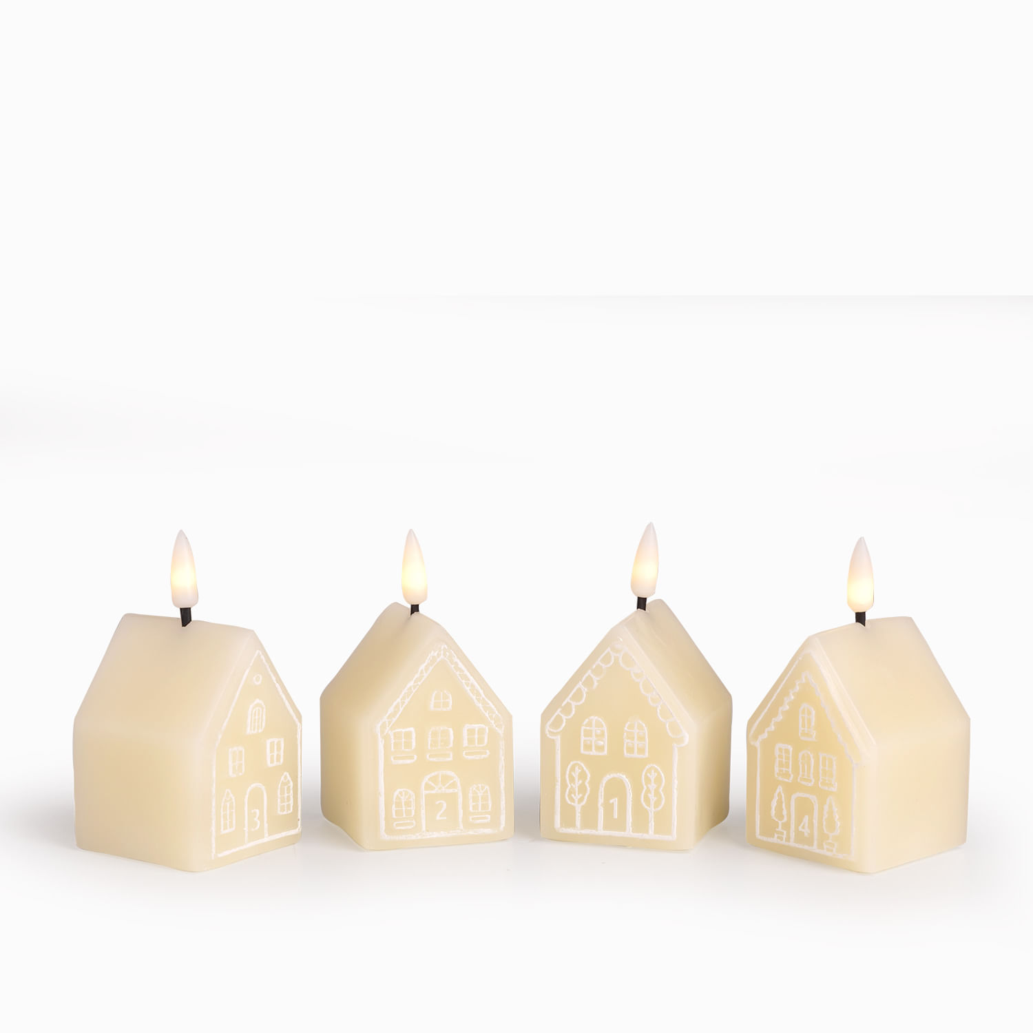 Velas led casas navidad set x4