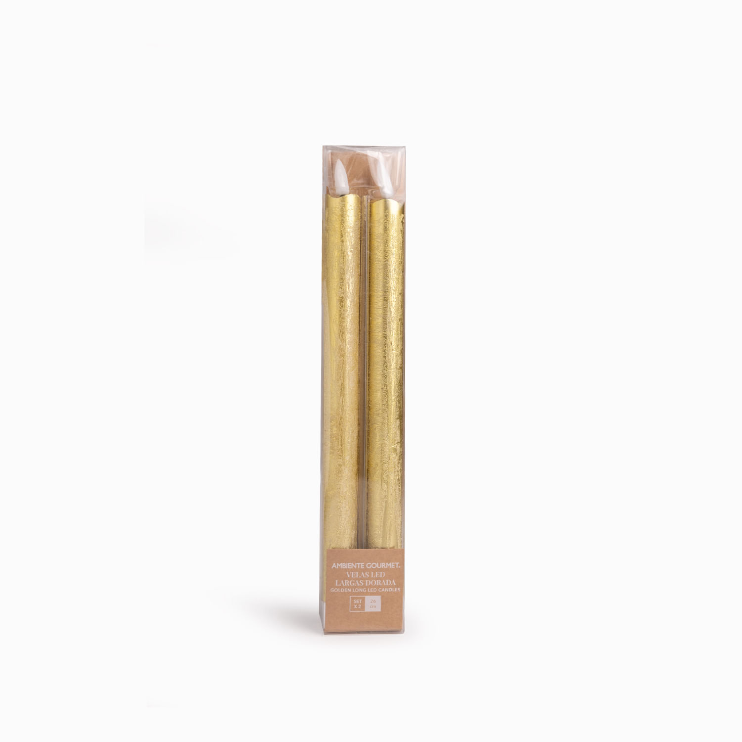 Velas led largas dorada 26cm set x2 - Imagen 3