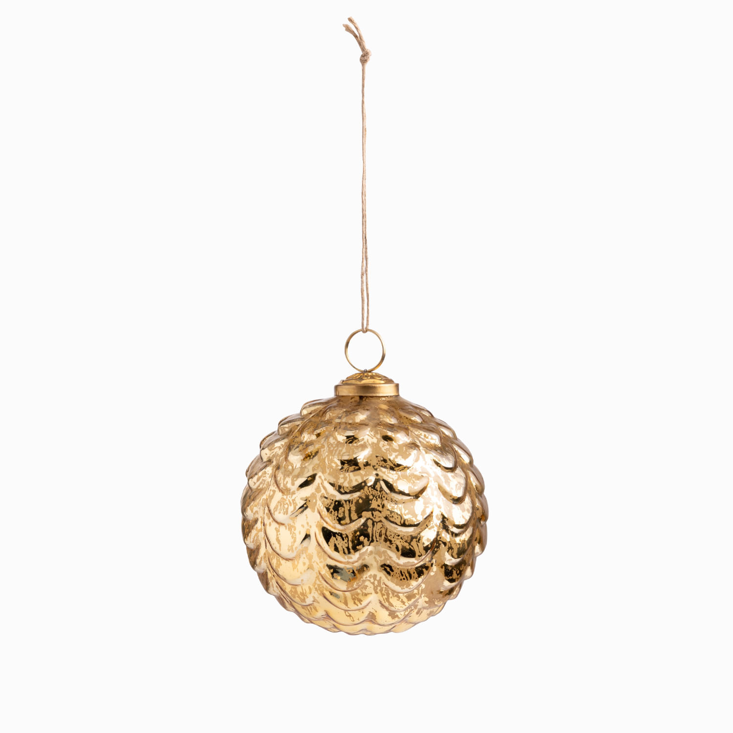 Bola vidrio ondas dorada 10cm