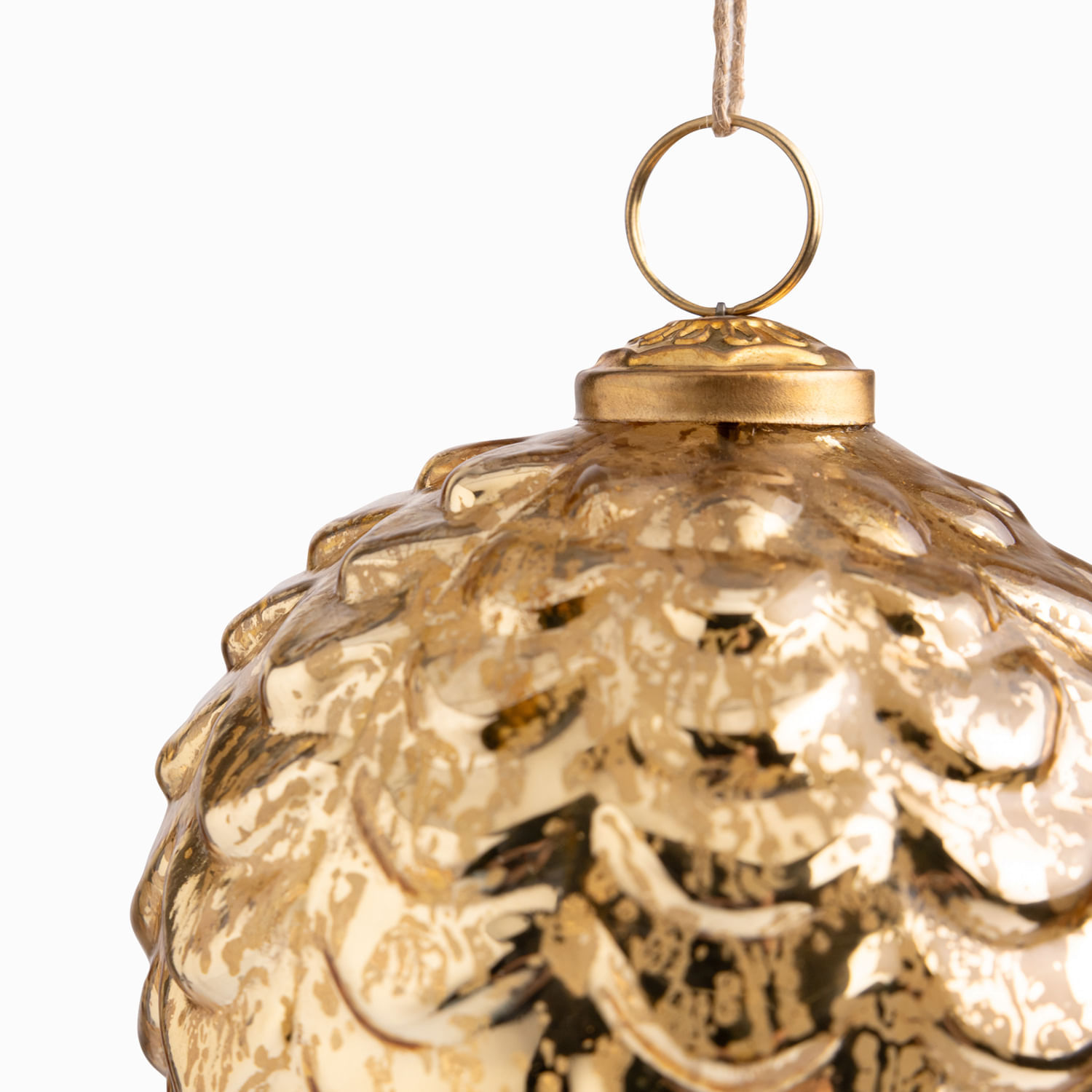 Bola vidrio ondas dorada 10cm - Imagen 3