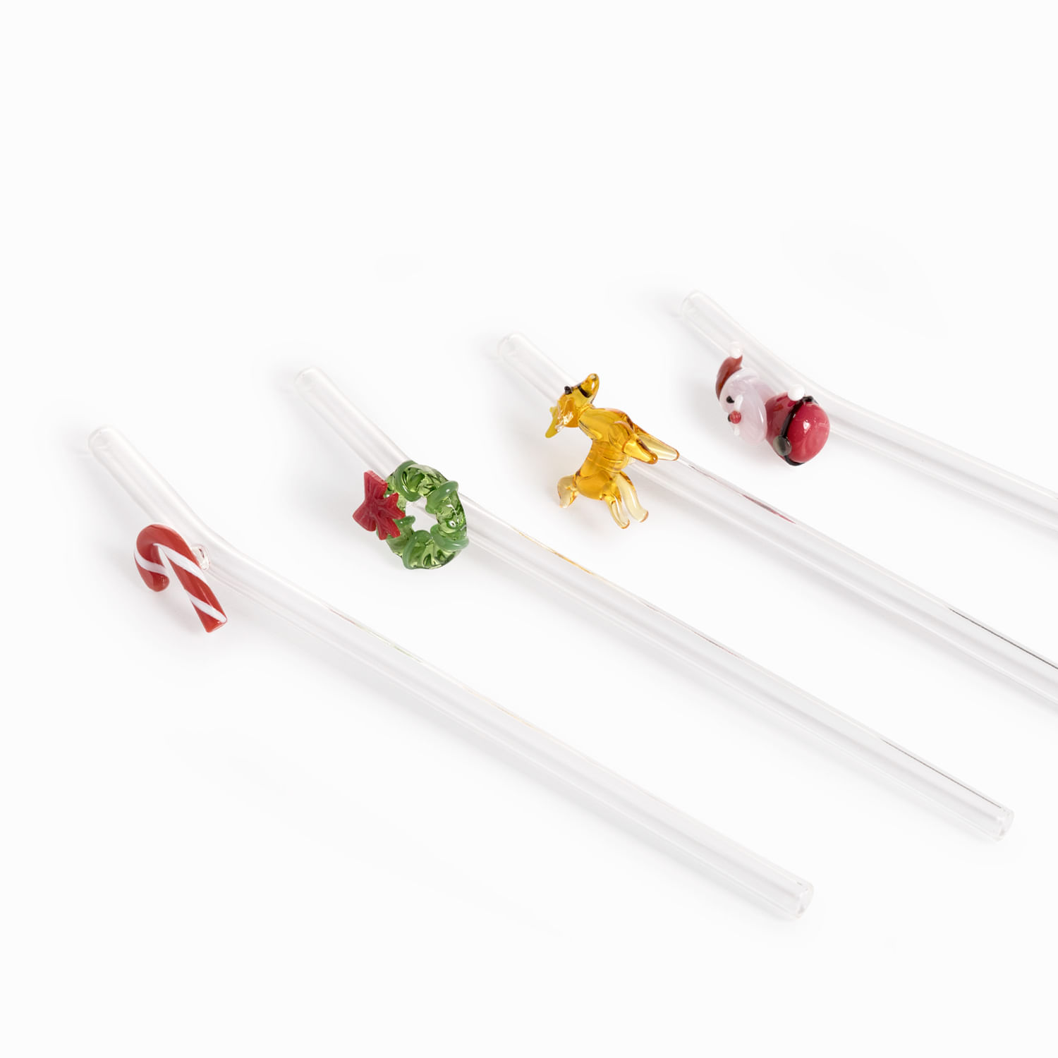 Pitillos en vidrio Noche Buena set x4 - Imagen 5