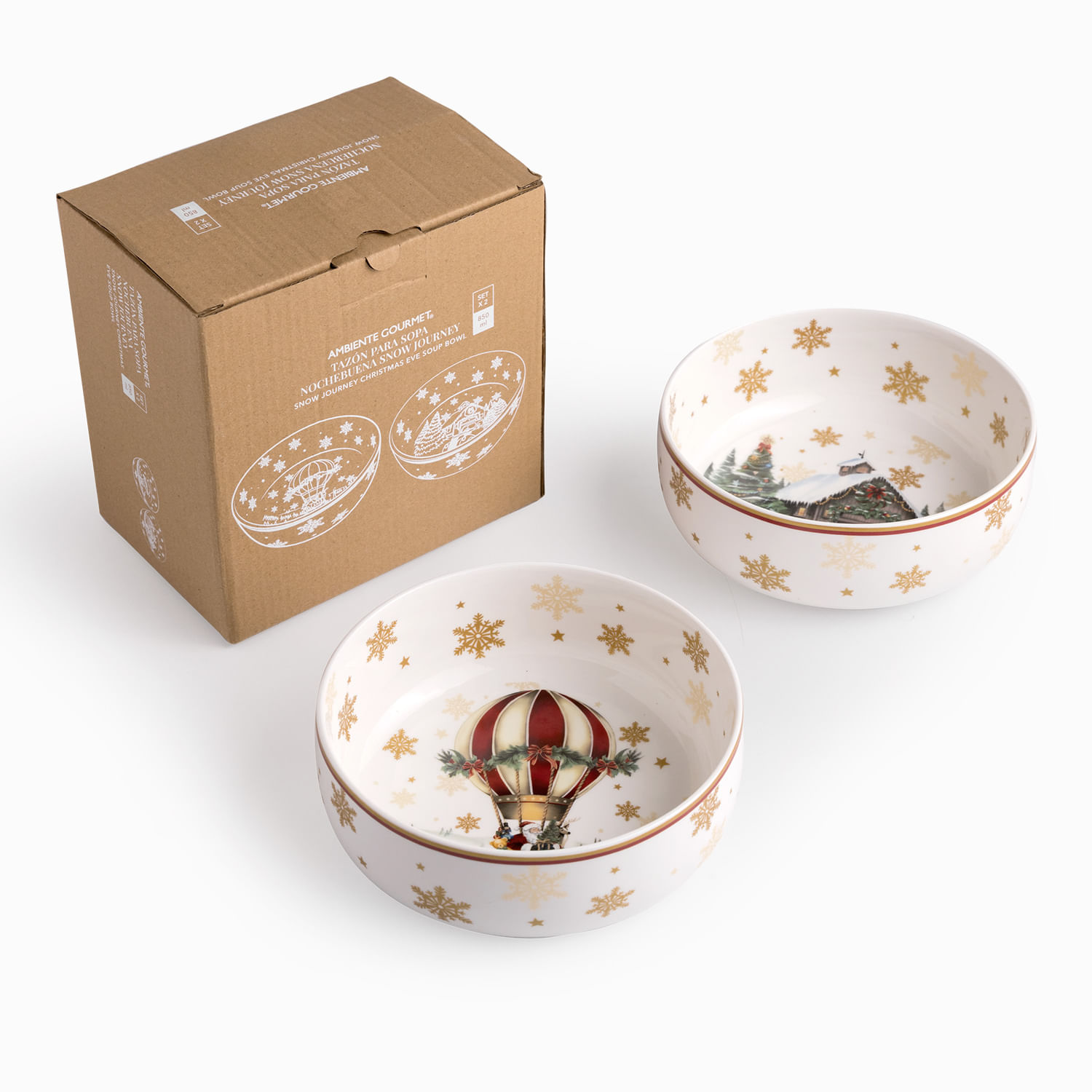 Tazón sopa noche buena Snow journey 850ml set x2 - Imagen 2