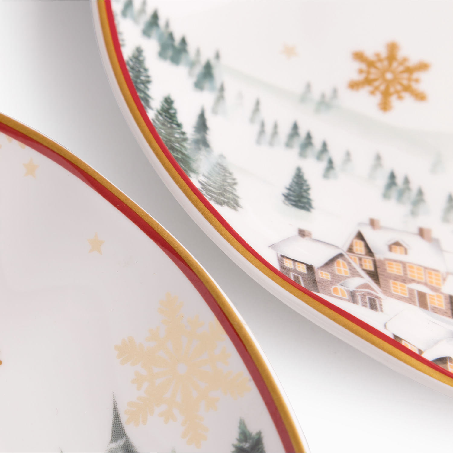 Plato principal noche buena Snow journey 27cm set x2 - Imagen 2