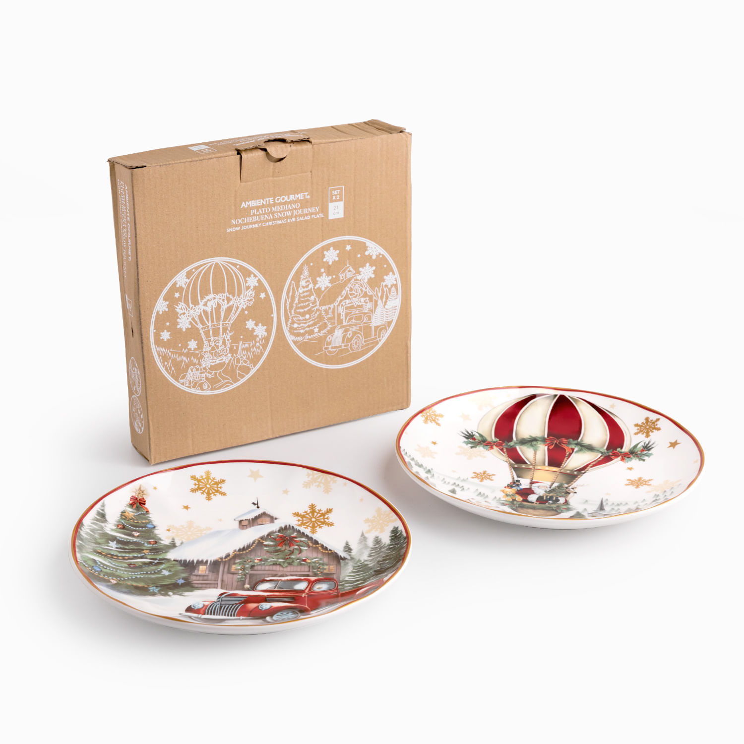 Plato mediano noche buena Snow journey 21cm set x2 - Imagen 3