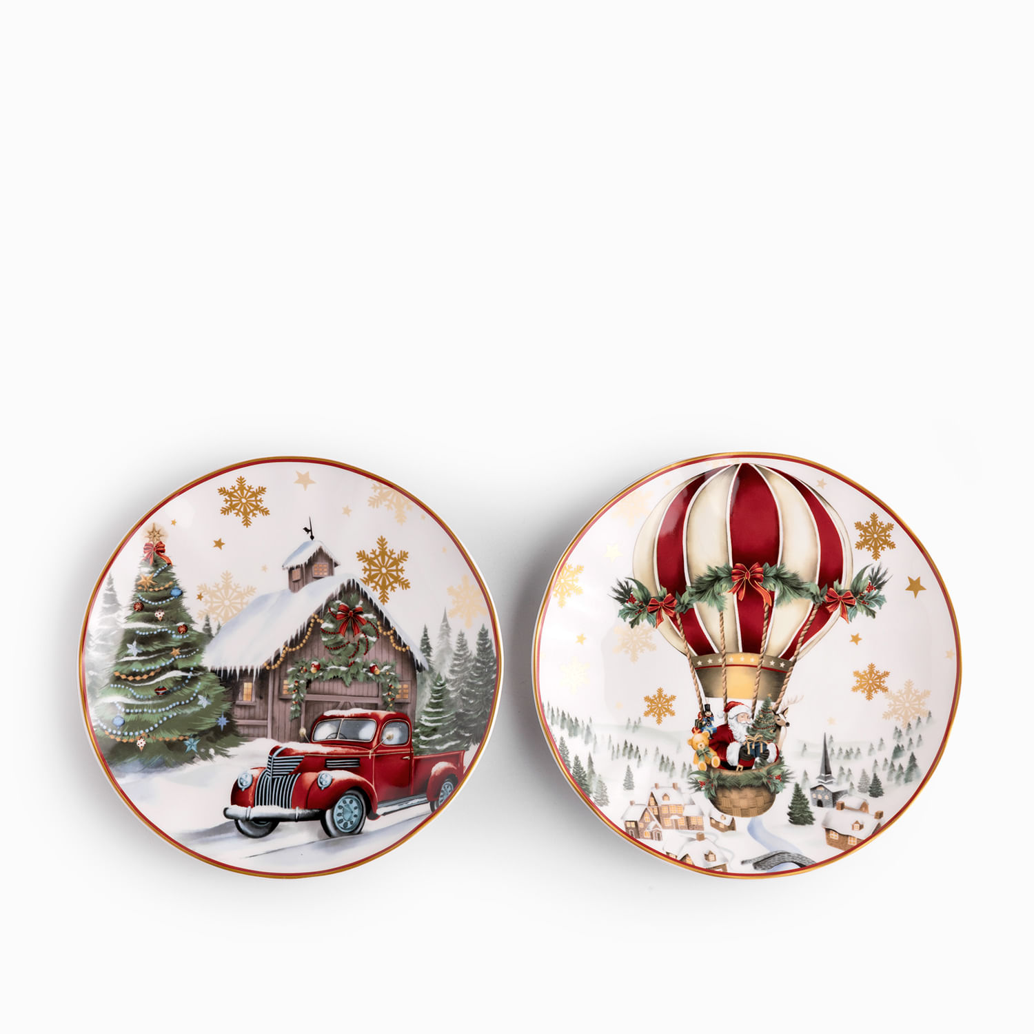 Plato mediano noche buena Snow journey 21cm set x2