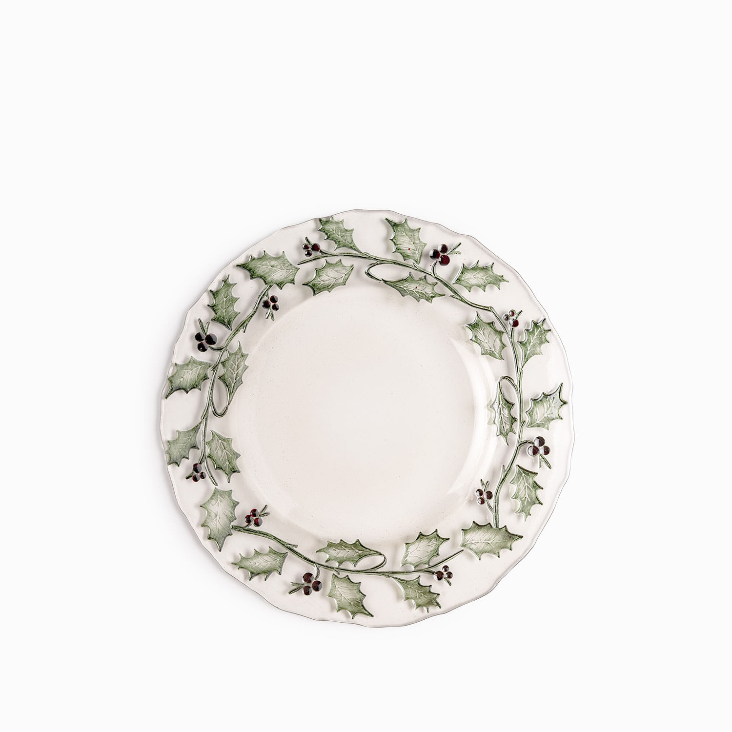 Plato mediano Hojas Navidad 21cm