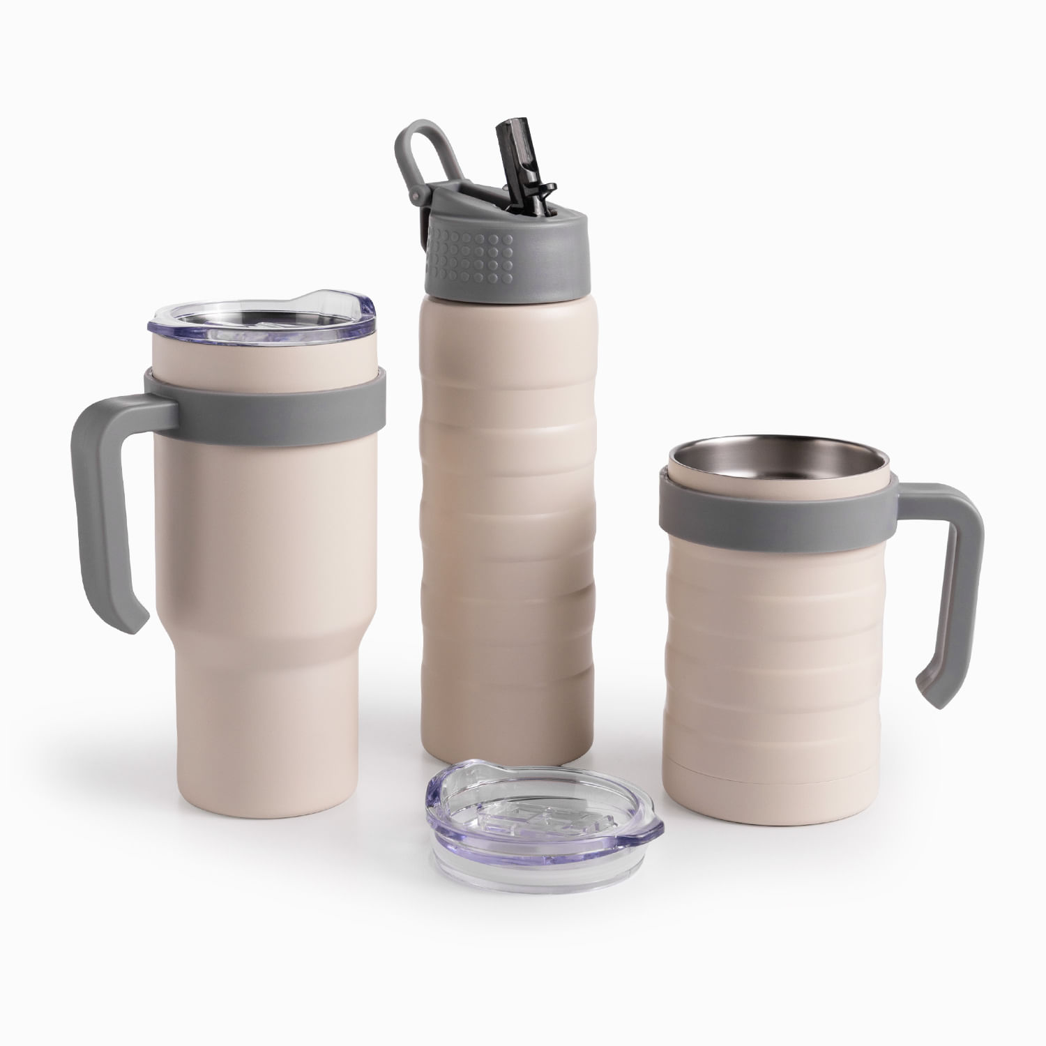 Termo doble pared con pitillo beige 620ml - Imagen 9