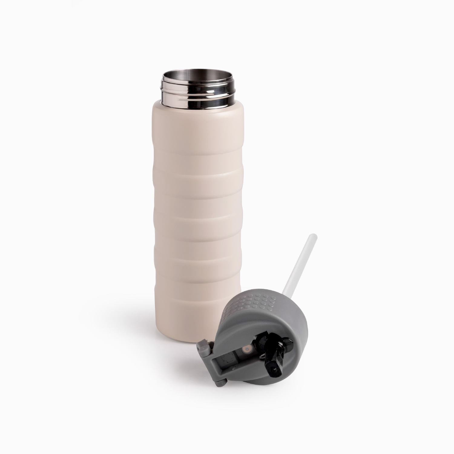Termo doble pared con pitillo beige 620ml - Imagen 6