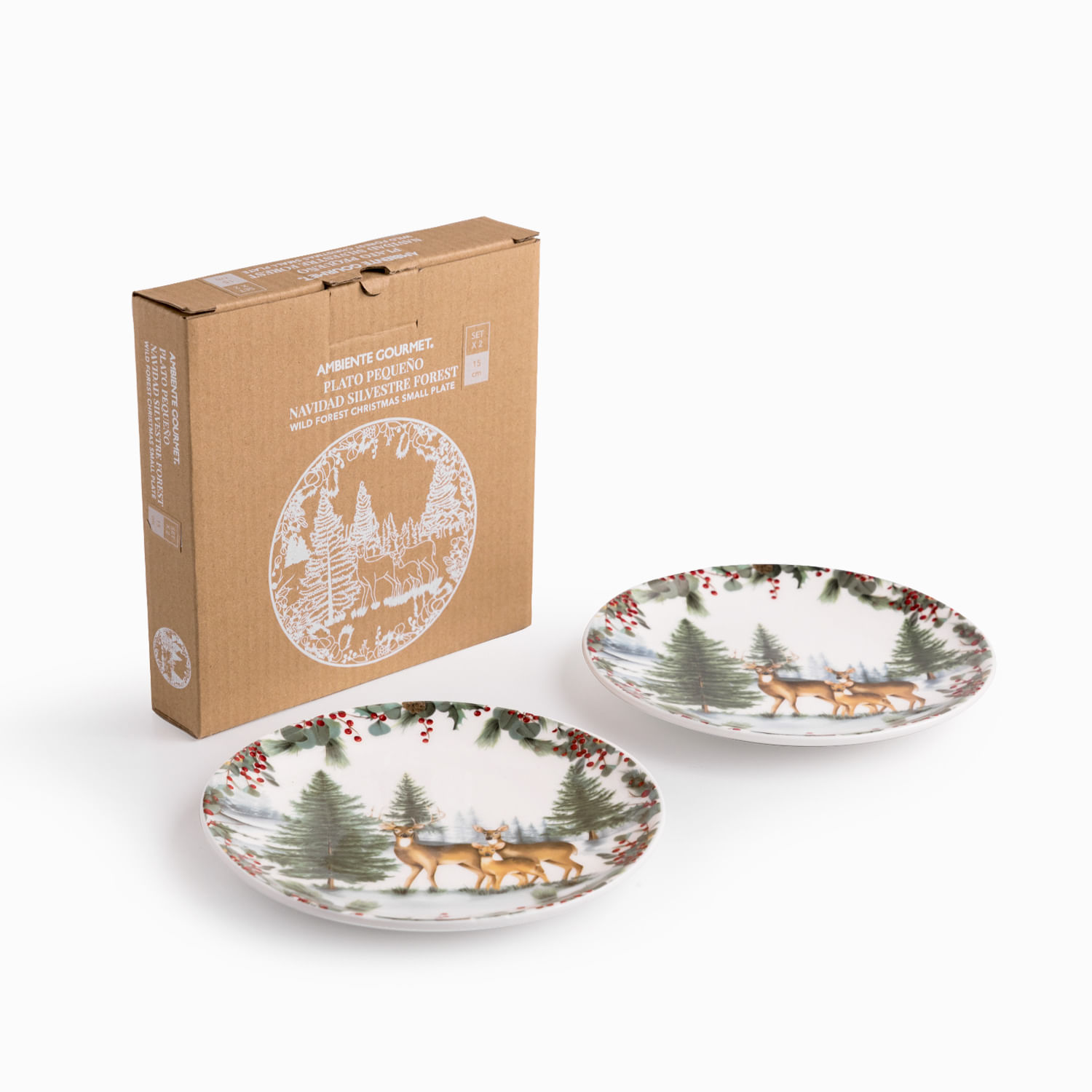 Plato pequeño navidad silvestre Forest 15cm set x2 - Imagen 3