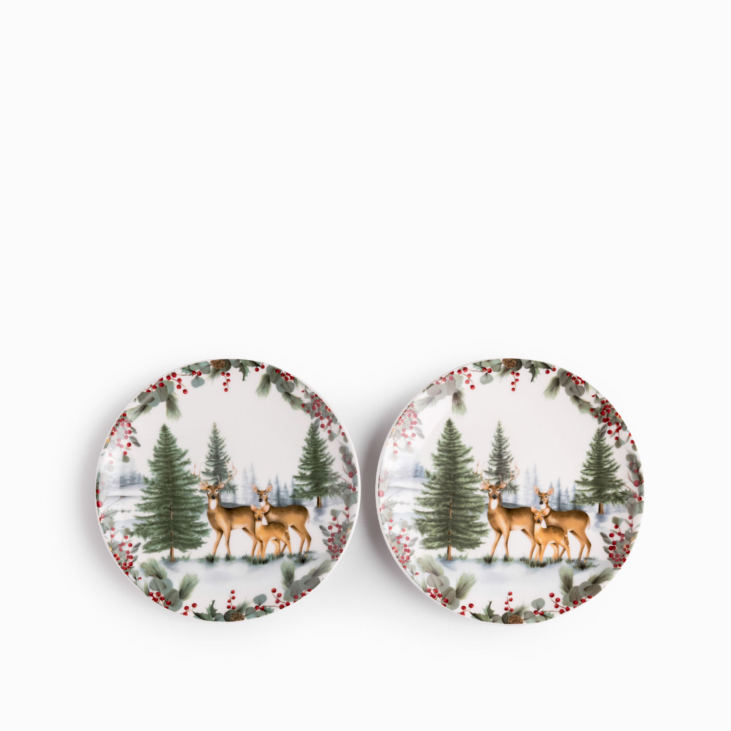 Plato pequeño navidad silvestre Forest 15cm set x2
