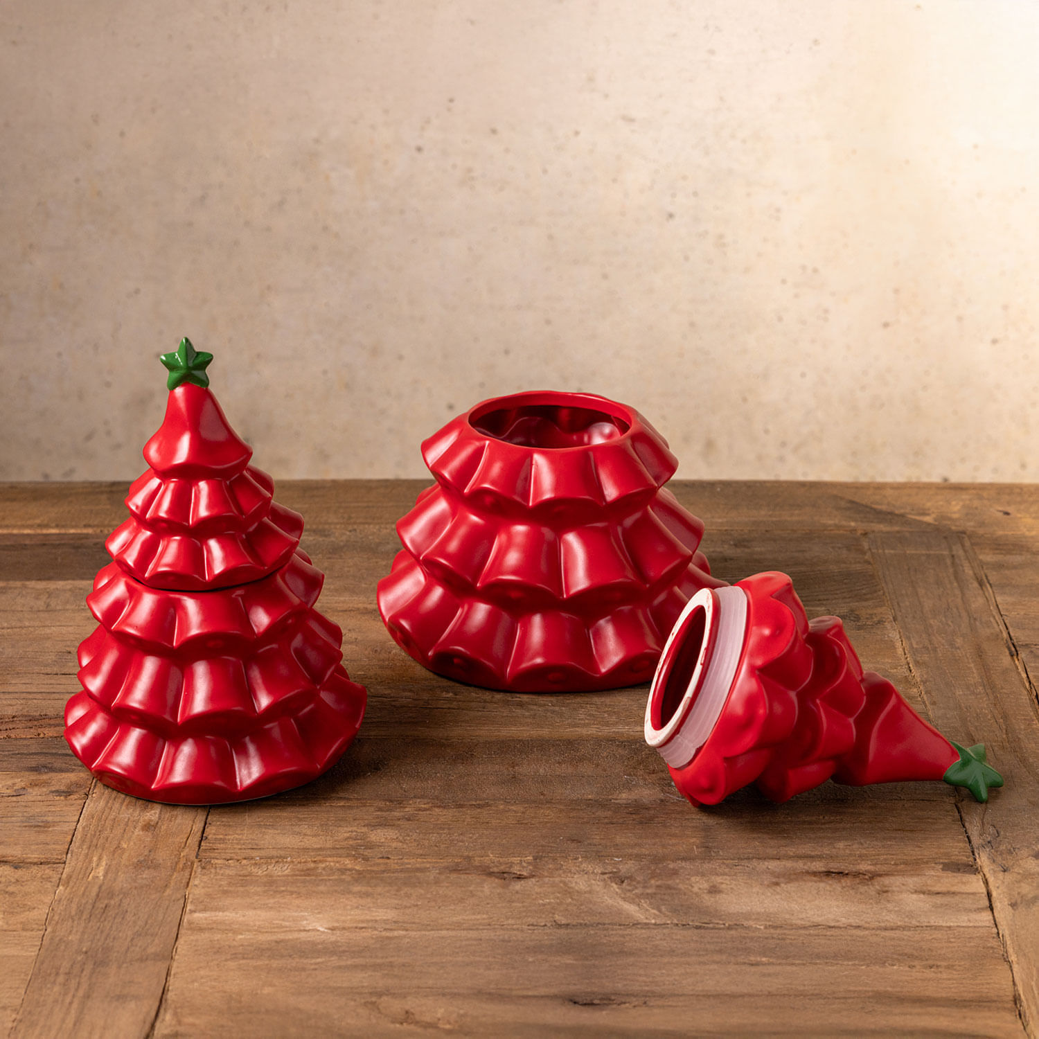 Árbol navidad rojo con tapa 24cm - Imagen 3