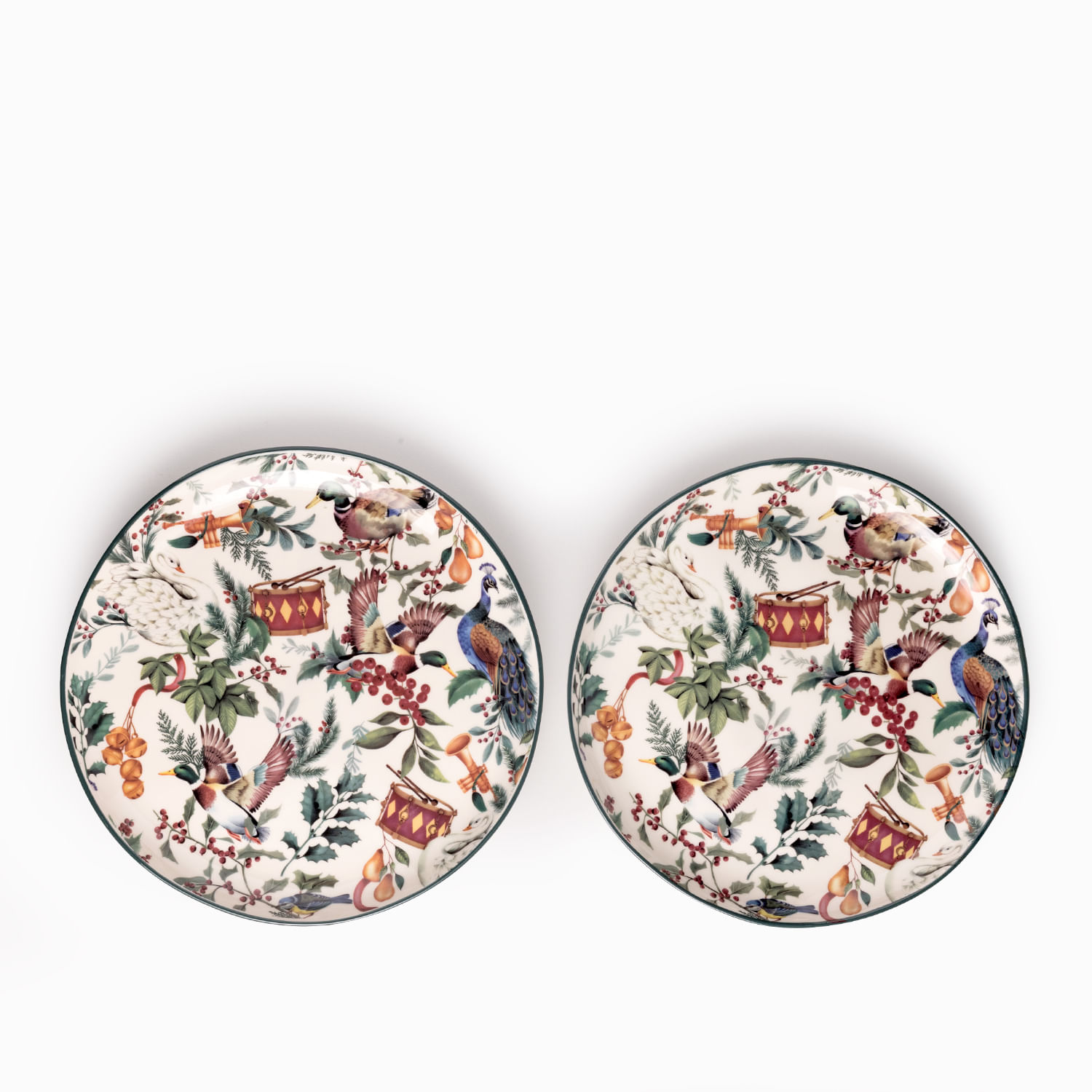 Plato principal aves de invierno 27cm set x2