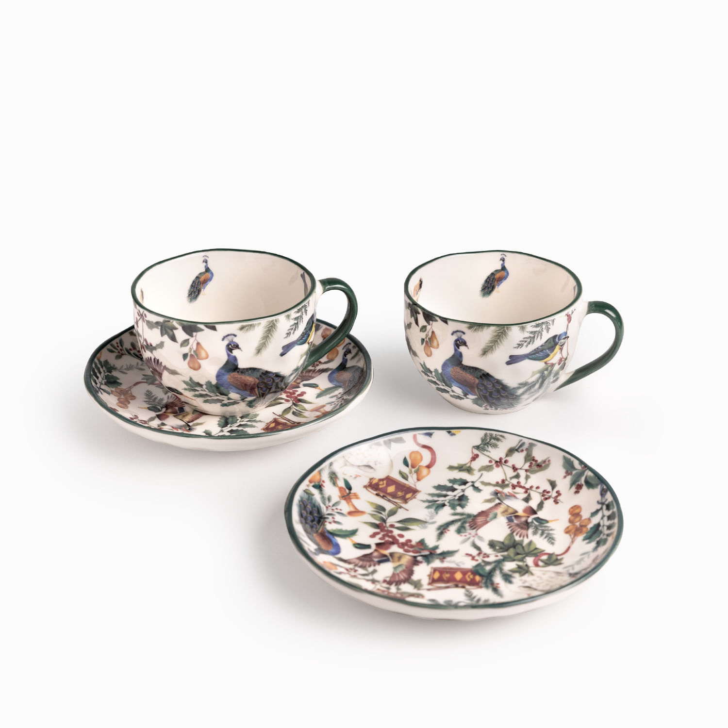 Pocillo y plato aves de invierno 240ml 4 piezas - Imagen 6