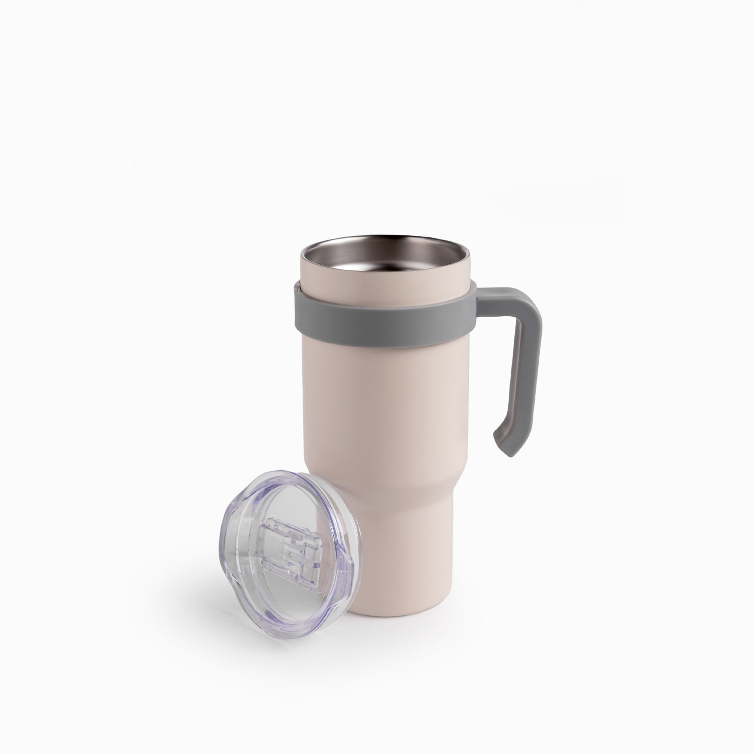 Termo con manija doble pared beige 700ml - Imagen 6