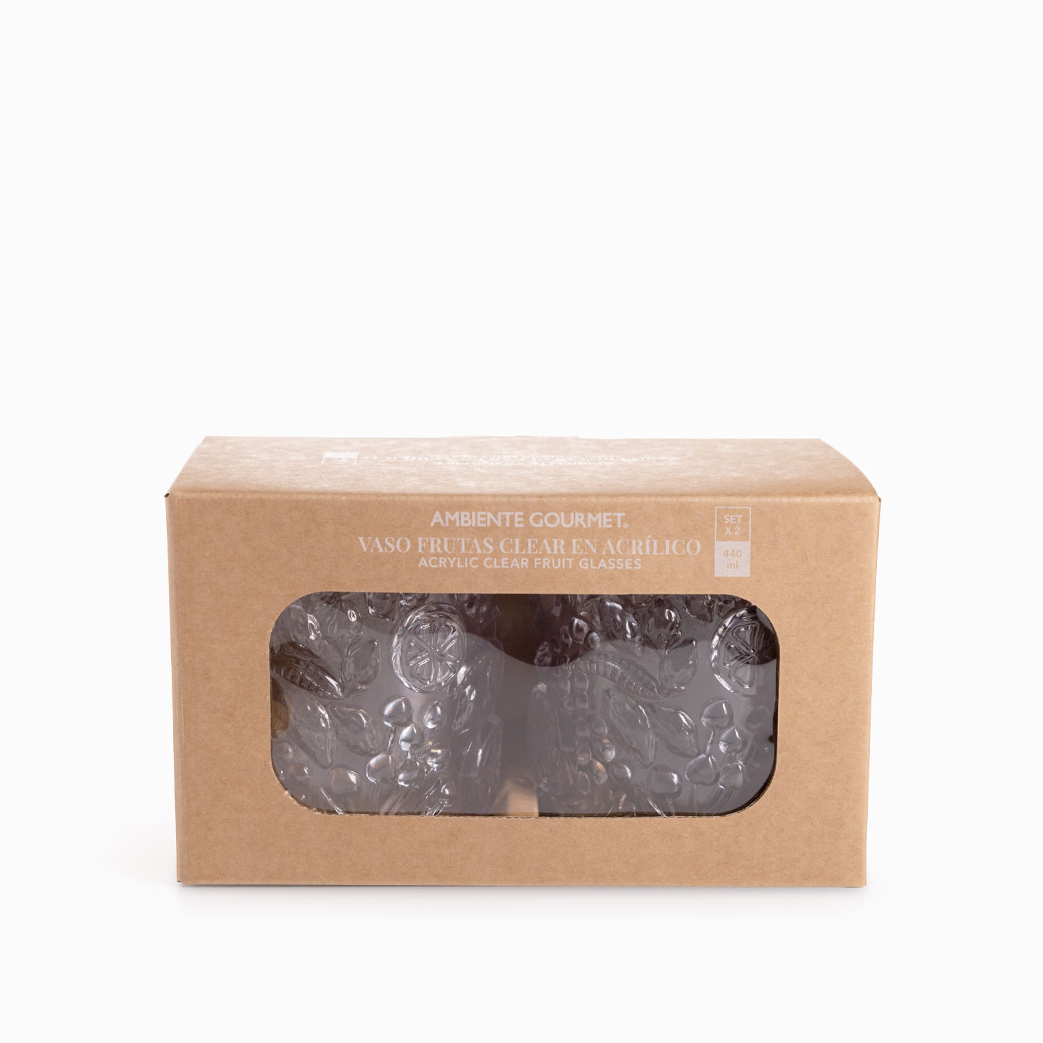 Vaso frutas clear en acrílico 440ml set x2 - Imagen 2