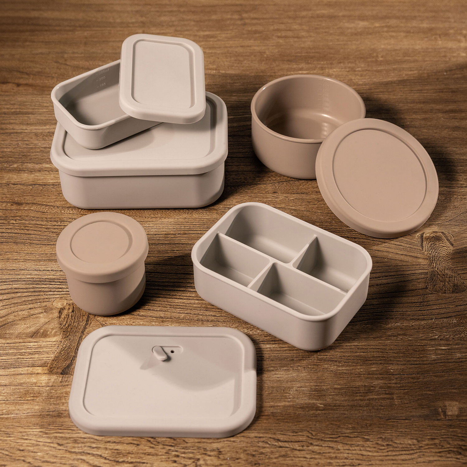 Recipiente silicona gris rectangular 1300ml - Imagen 2