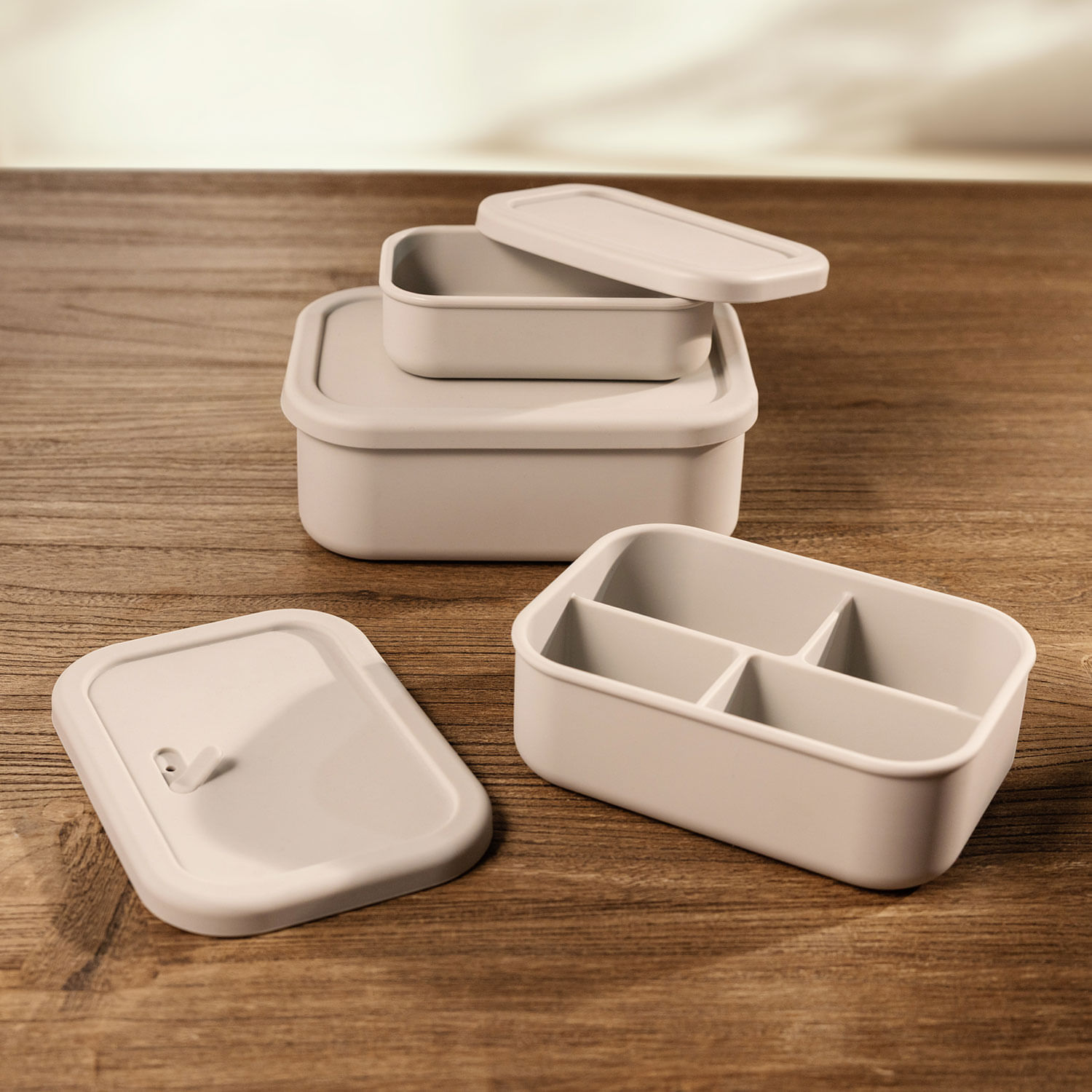 Recipiente silicona gris rectangular 300ml - Imagen 3